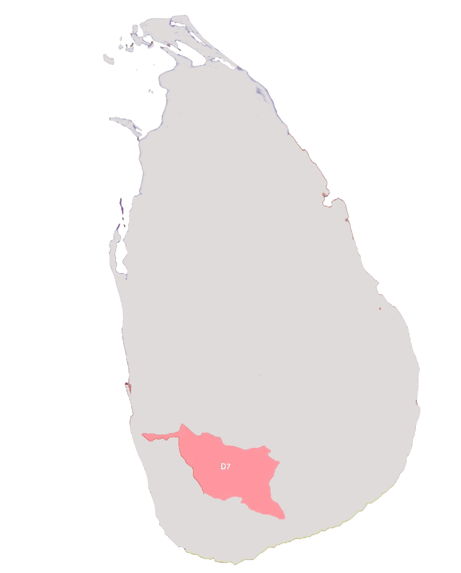District Map showing Colombo and Ratnapura districts